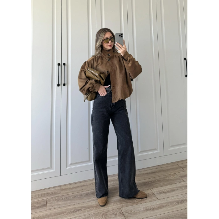 Hot Yükselbel Premium Siyah Palazzo Jean