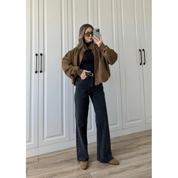 Hot Yükselbel Premium Siyah Palazzo Jean