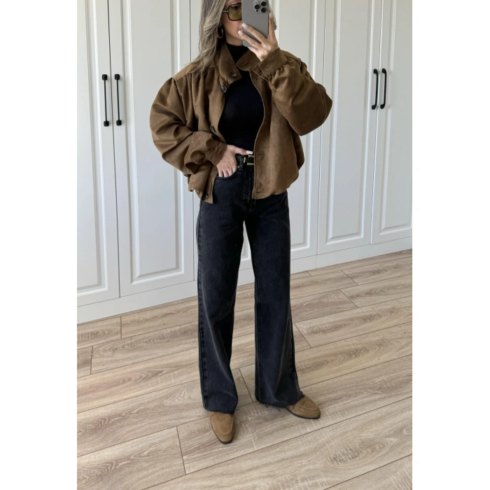 Hot Yükselbel Premium Siyah Palazzo Jean