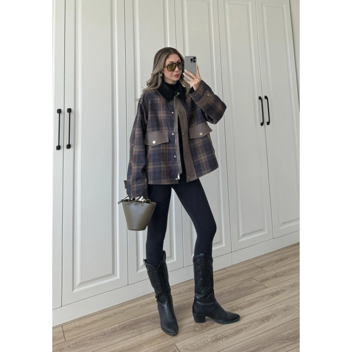 Kadife Yakalı Astarlı Premium Parka Trençkot