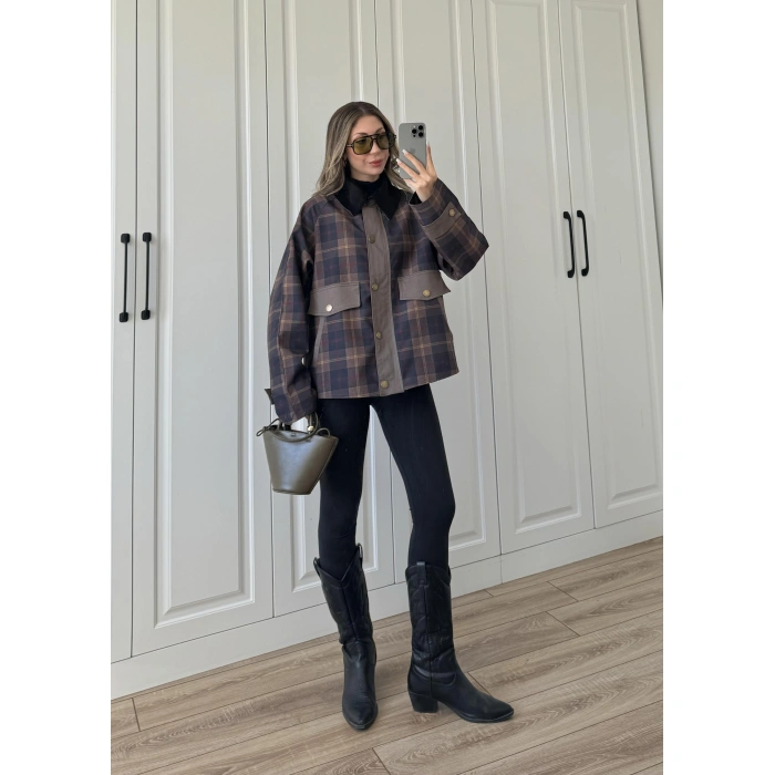 Kadife Yakalı Astarlı Premium Parka Trençkot