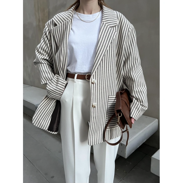 Kemerli Beyaz Havuç Kumaş Pantolon