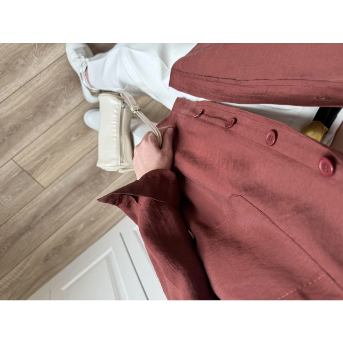 Kiremit Oversize Tensel Gömlek