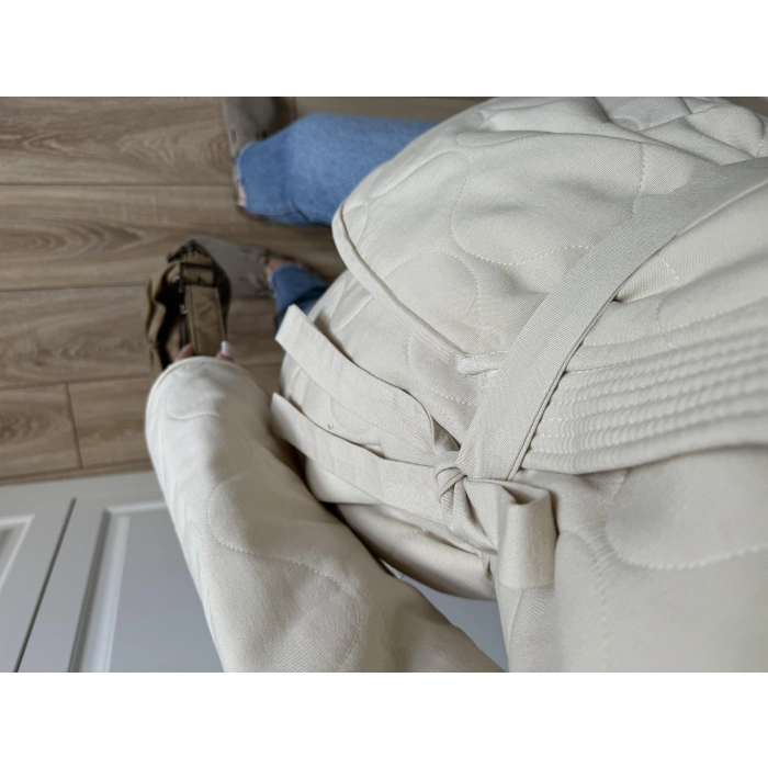 Kuşaklı Astarlı Taş Kapitone Ceket