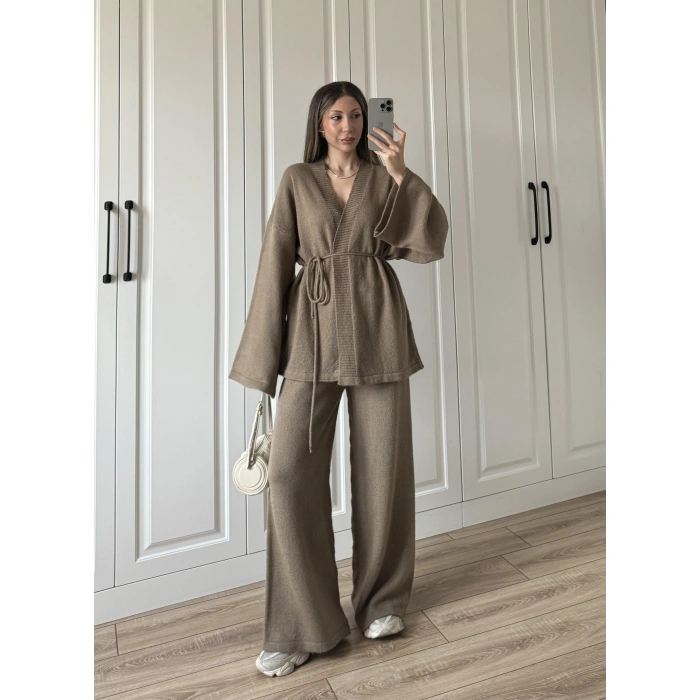 Luvre Bağlamalı Cappuccino Triko Takım