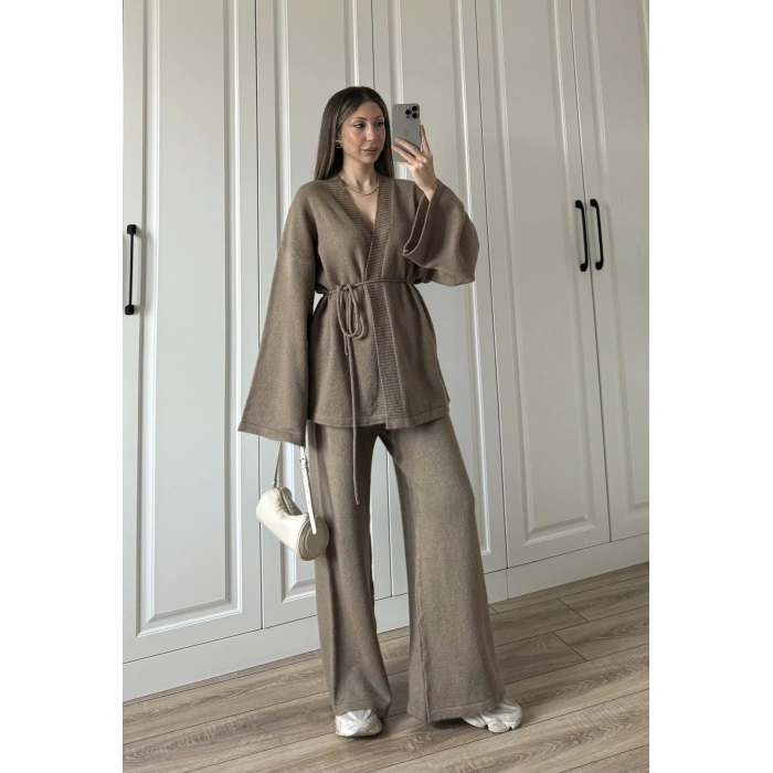 Luvre Bağlamalı Cappuccino Triko Takım