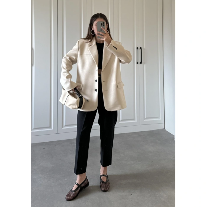 Mai Süet Astarlı Premium Taş Blazer Ceket