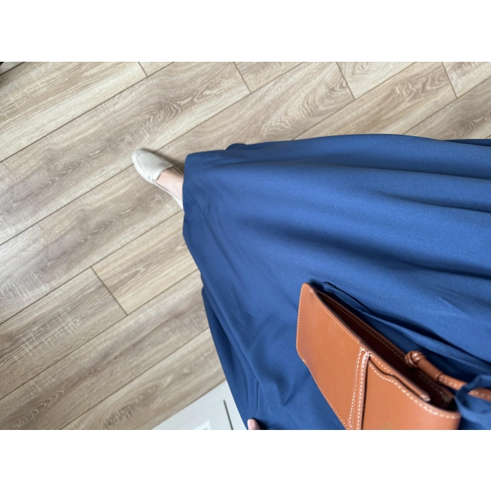 Maxi Astarlı Lacivert Balon Etek