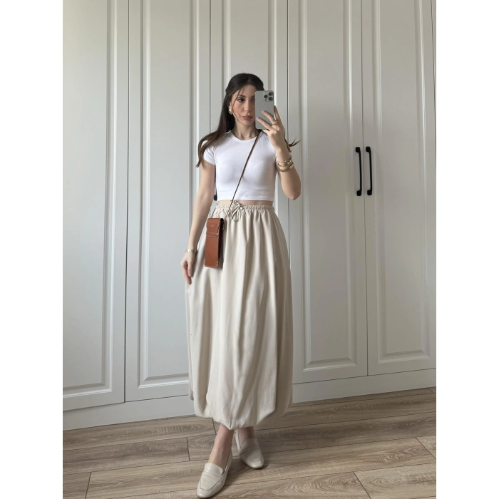 Maxi Astarlı Taş Balon Etek