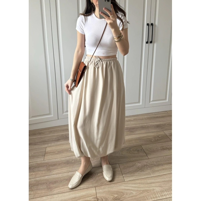 Maxi Astarlı Taş Balon Etek