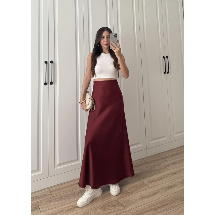 Maxi Boy Bordo Saten Etek