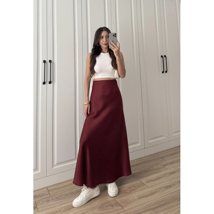Maxi Boy Bordo Saten Etek