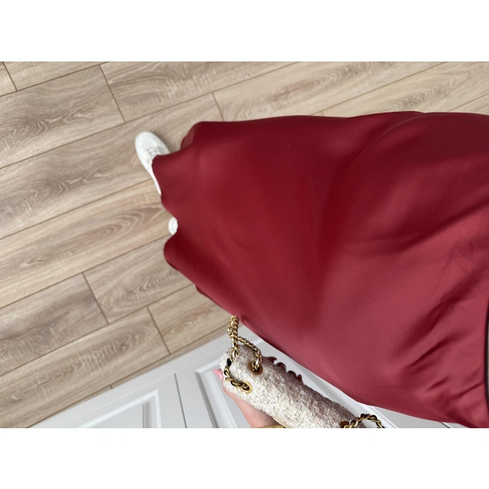 Maxi Boy Bordo Saten Etek