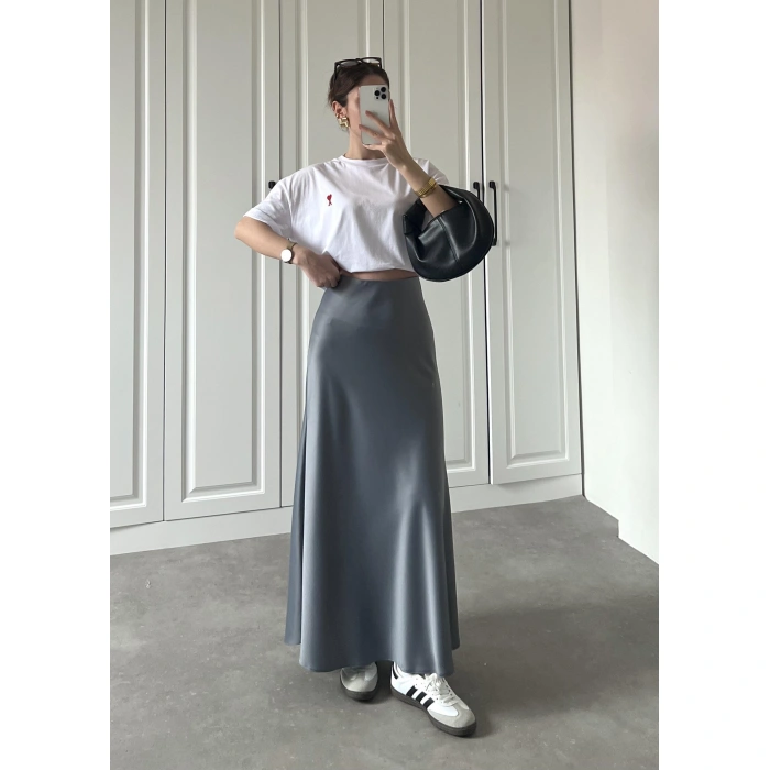 Maxi Boy Gri Saten Etek