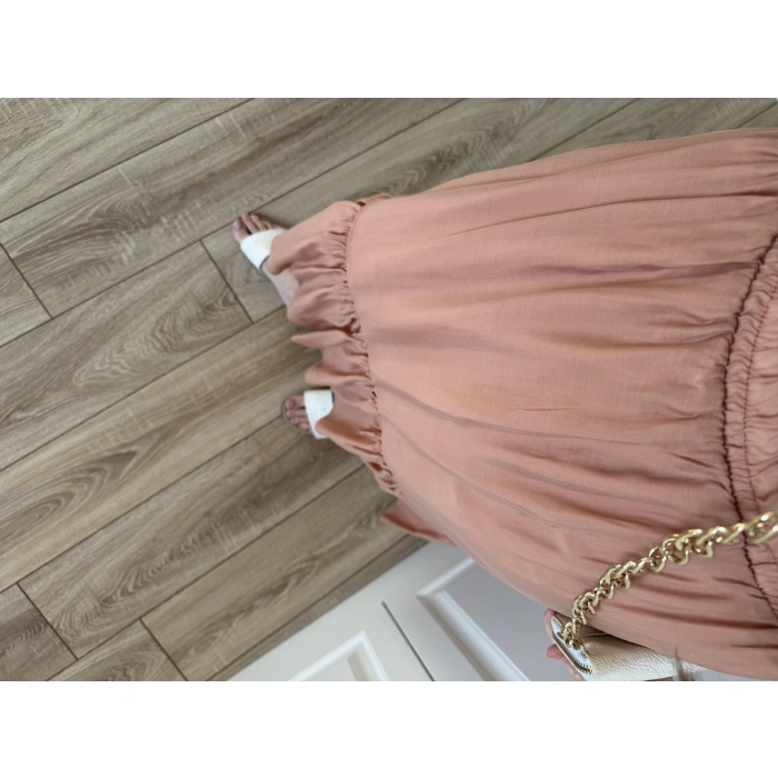 Midi Boy Şifon Astarlı Tarçın Etek