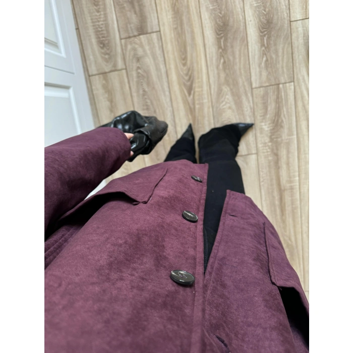 Nika Astarlı Süet Bordo Ceket