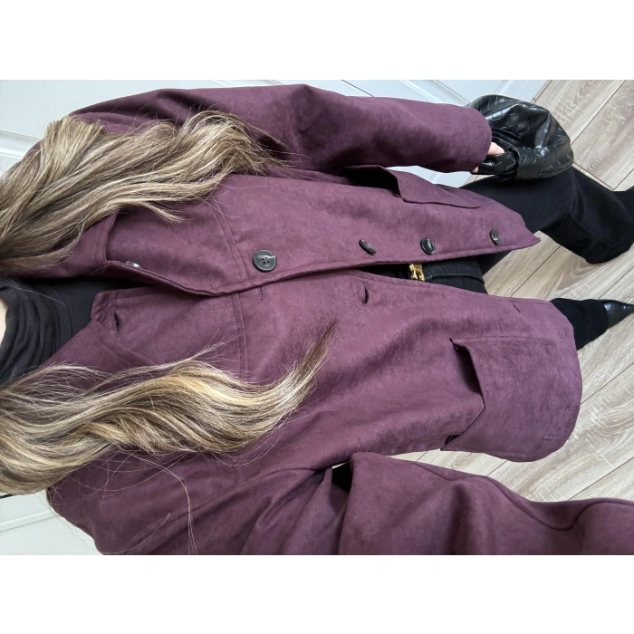 Nika Astarlı Süet Bordo Ceket