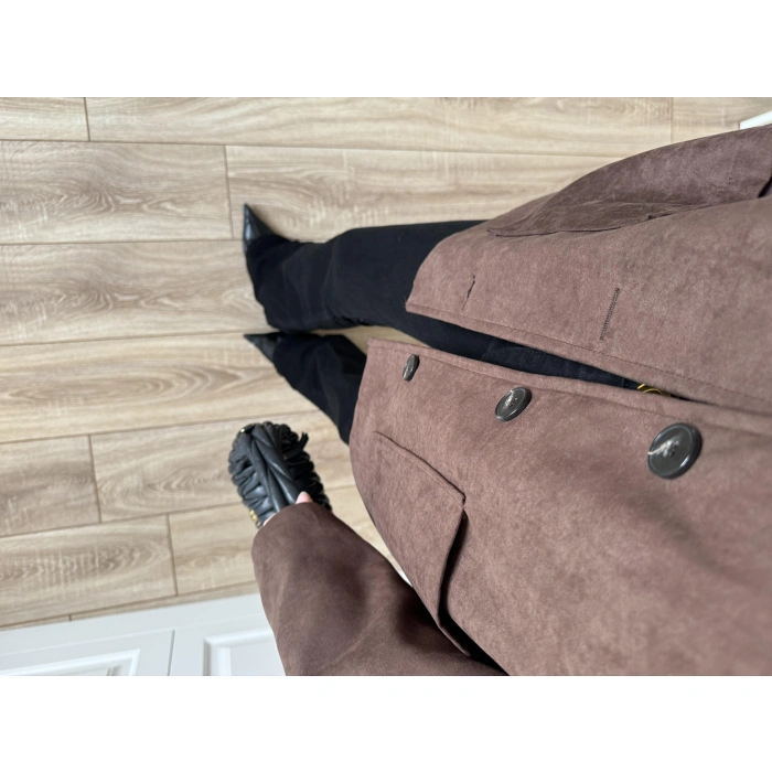 Nika Astarlı Süet Kahve Ceket