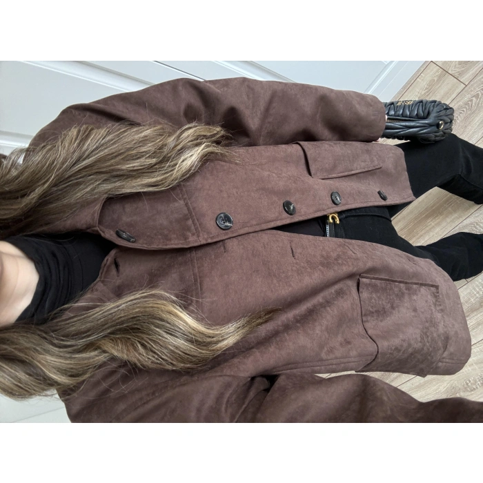 Nika Astarlı Süet Kahve Ceket