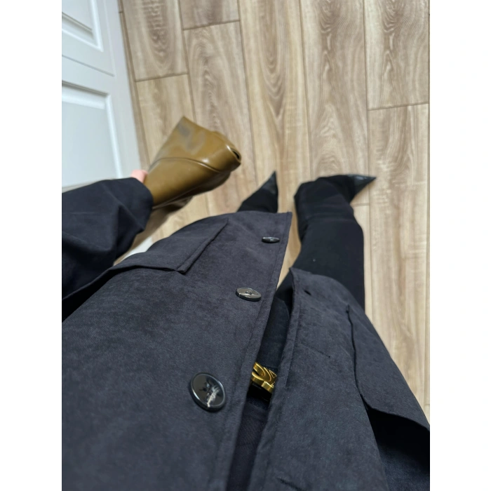 Nika Astarlı Süet Siyah Ceket