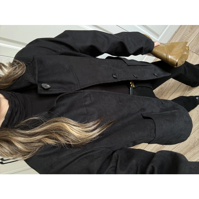 Nika Astarlı Süet Siyah Ceket