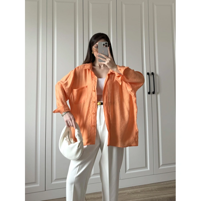 Orange Oversize Tensel Gömlek