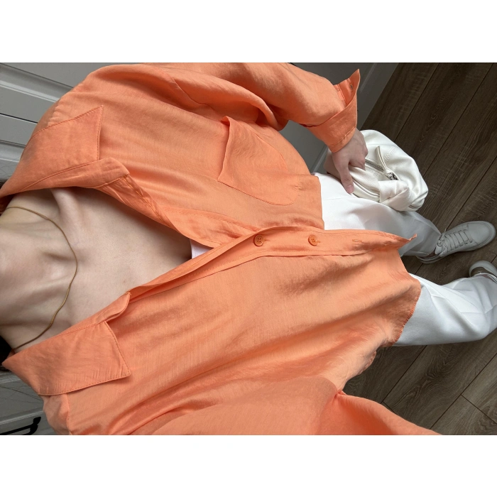 Orange Oversize Tensel Gömlek