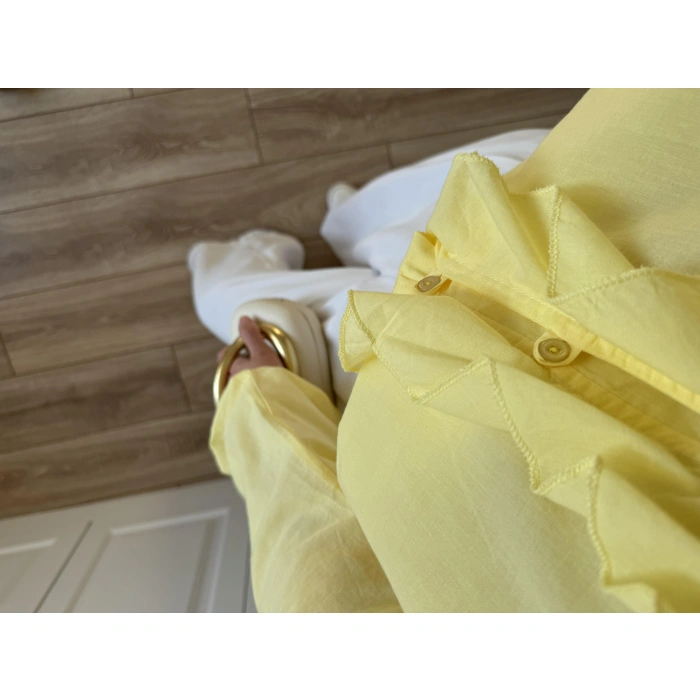 Orj Marka Wien Volanlı Premium Sarı Gömlek