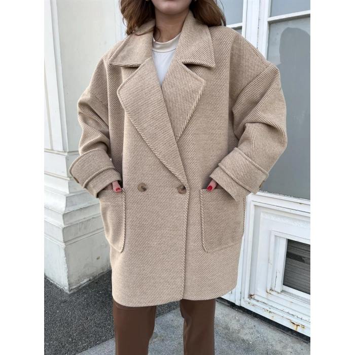 Oversize Kısa Kahve Kaban