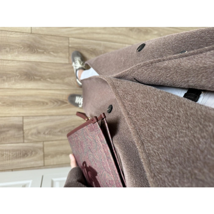 Oversize Premium Astarlı Kahve Yün Kaban