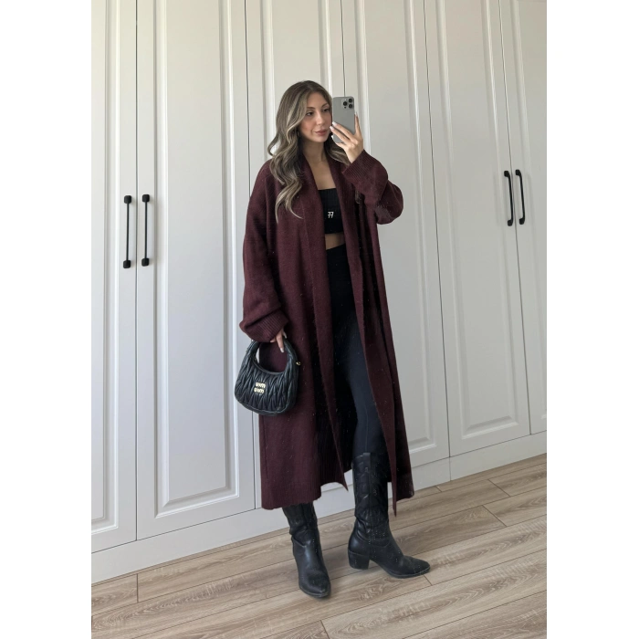 Pinterest Bordo Uzun Triko Hırka