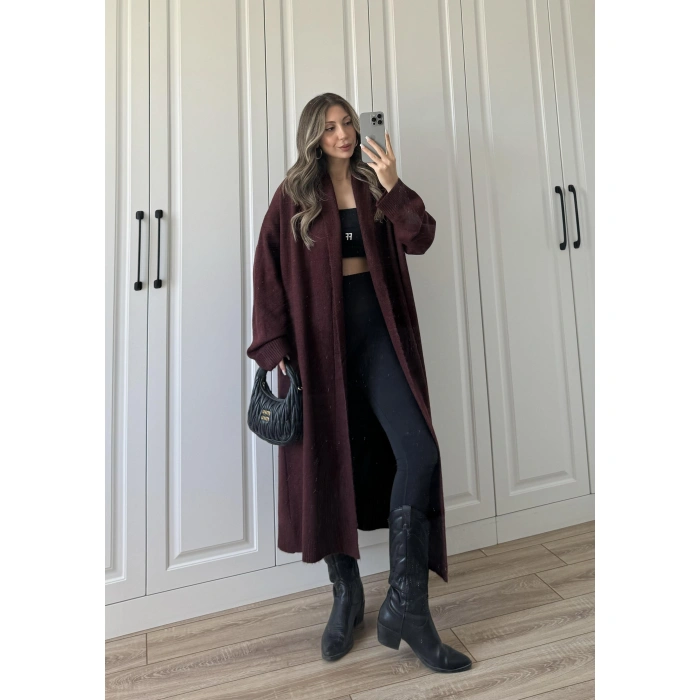 Pinterest Bordo Uzun Triko Hırka