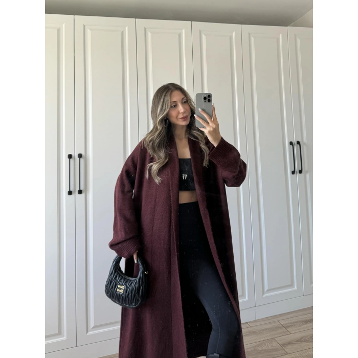 Pinterest Bordo Uzun Triko Hırka
