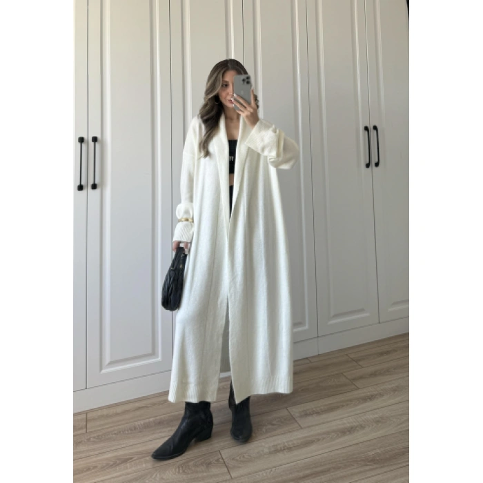 Pinterest Ekru Uzun Triko Hırka