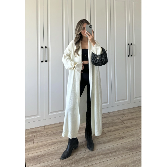 Pinterest Ekru Uzun Triko Hırka