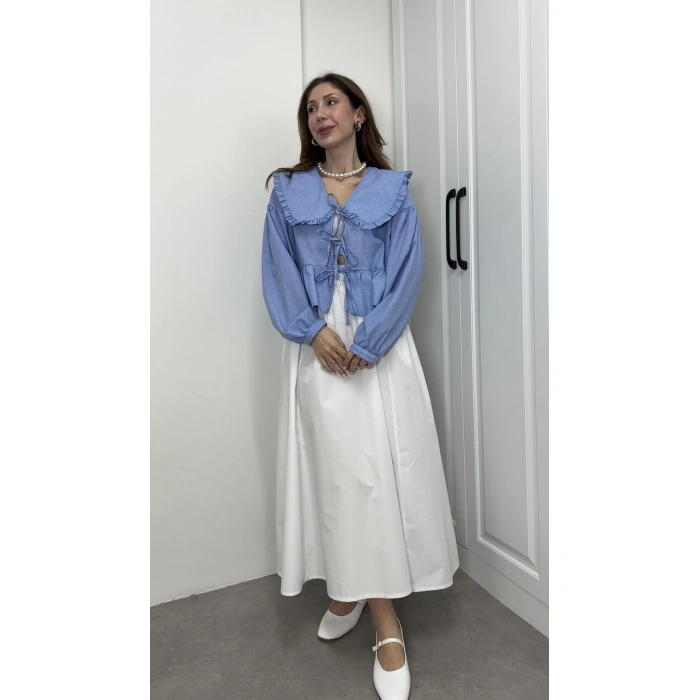 Poplin Kumaş Premium Beyaz Etek