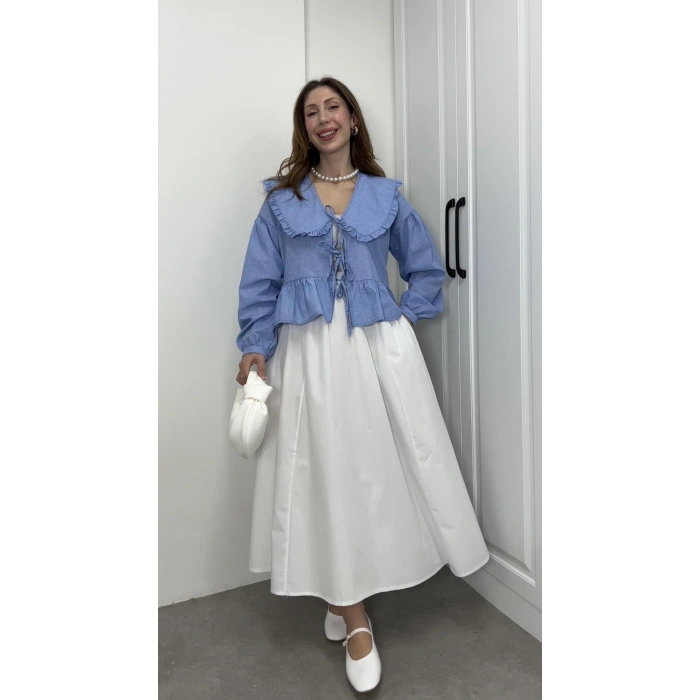 Poplin Kumaş Premium Beyaz Etek