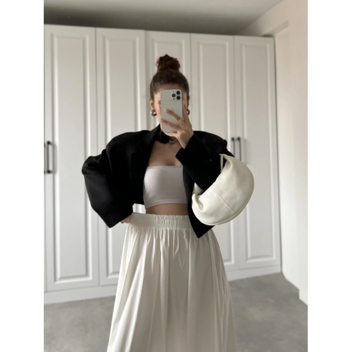 Poplin Kumaş Premium Ekru Etek