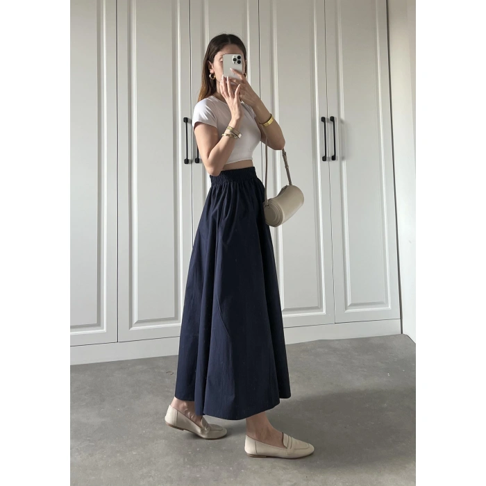 Poplin Kumaş Premium Lacivert Etek