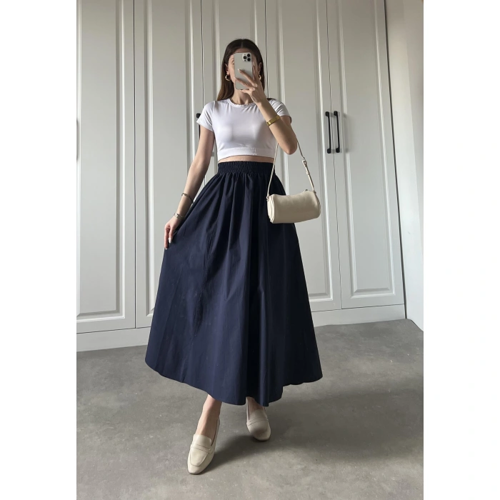 Poplin Kumaş Premium Lacivert Etek