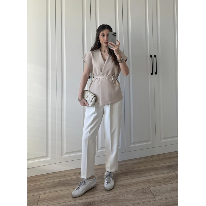 Premium Taş Bağlamalı Atlas Yelek