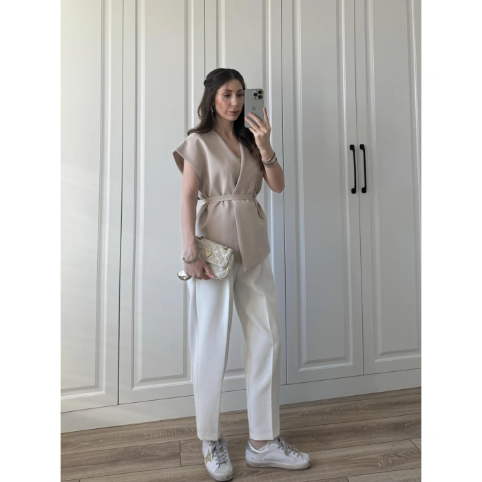 Premium Taş Bağlamalı Atlas Yelek