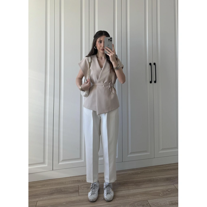 Premium Taş Bağlamalı Atlas Yelek