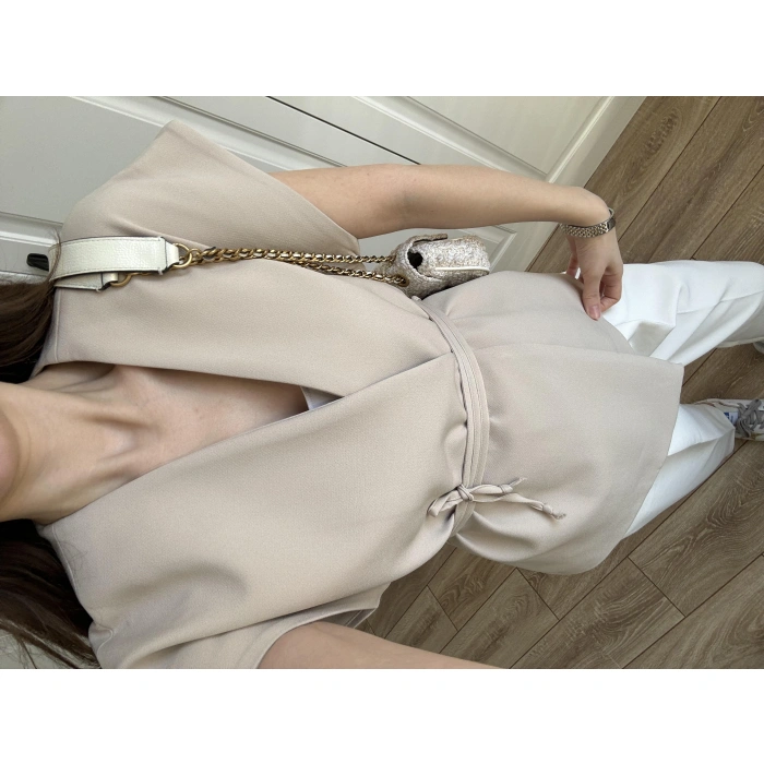 Premium Taş Bağlamalı Atlas Yelek