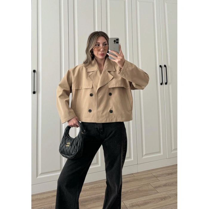 Riva Zr Model Kısa Bej Trençkot