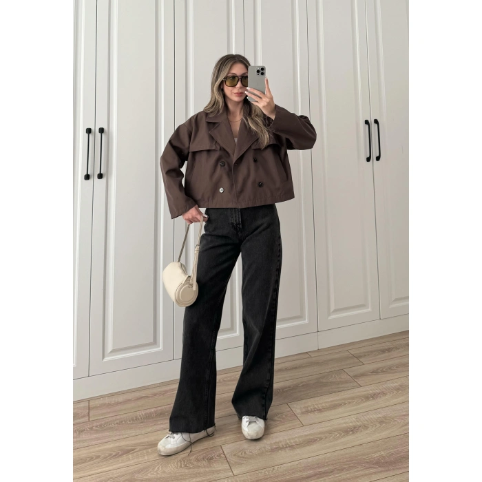 Riva Zr Model Kısa Kahve Trençkot