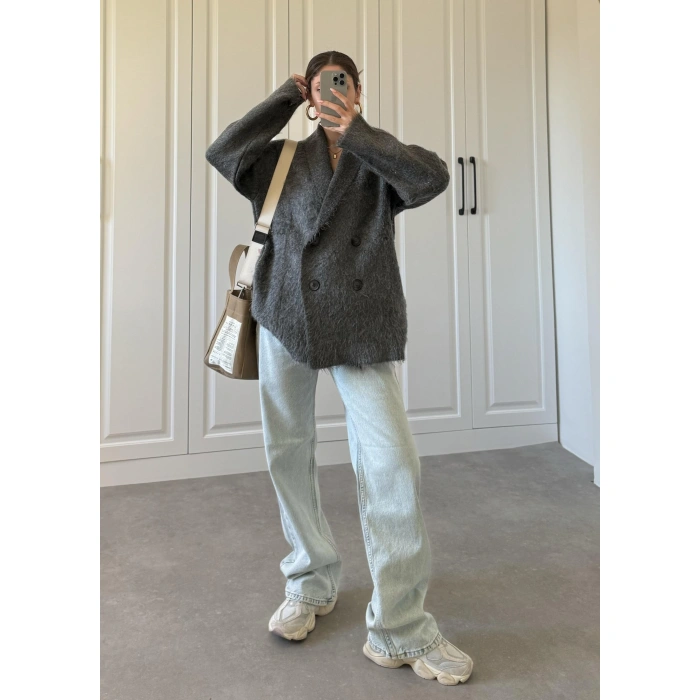 Şal Yaka Sakallı Premium Antrasit Hırka