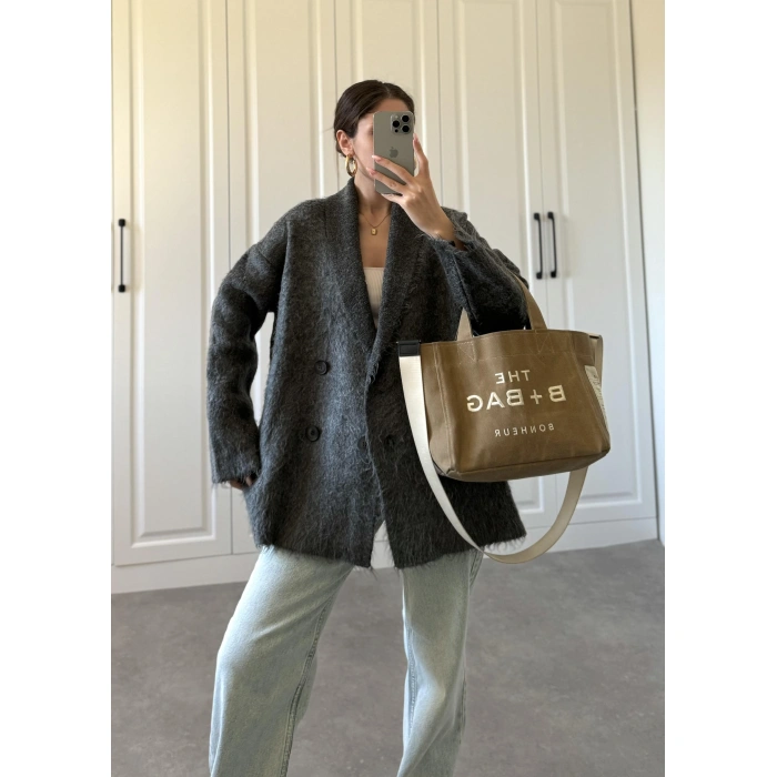 Şal Yaka Sakallı Premium Antrasit Hırka