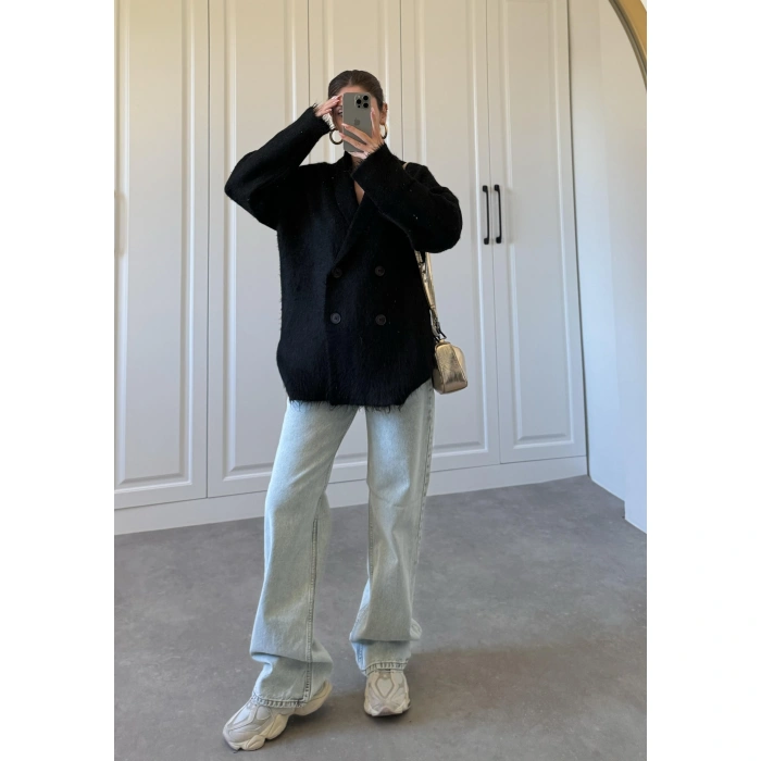 Şal Yaka Sakallı Premium Siyah Hırka