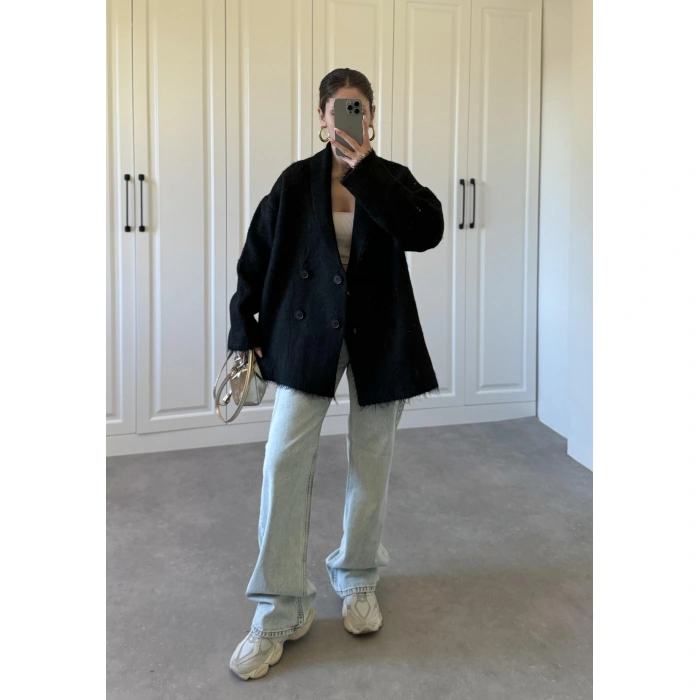 Şal Yaka Sakallı Premium Siyah Hırka